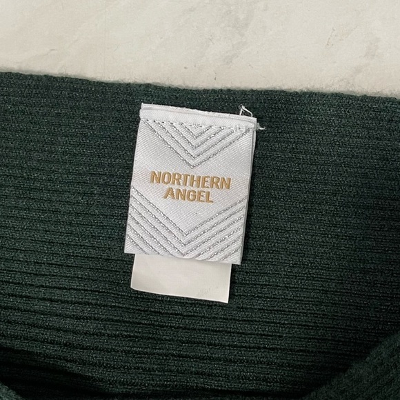 Northern Angel Green Black Striped Ribbed Knit Sweater Size Medium - Picture 4 of 6